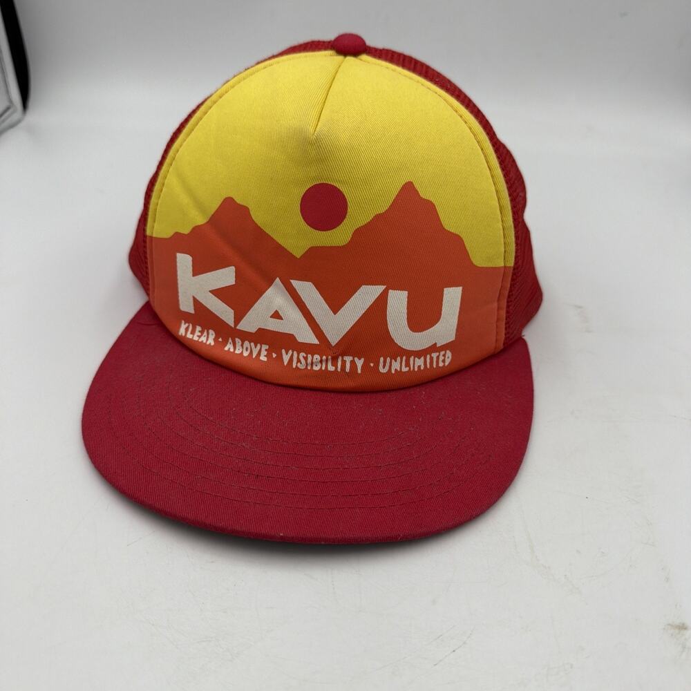 Vintage KAVU Hawaii Trucker Hat Mesh Back Green White Cap Rare